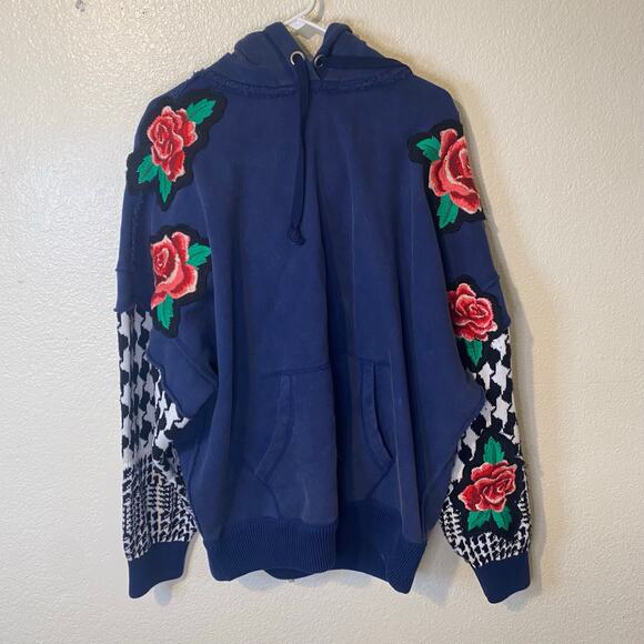 NEW Free People We The Free Rose Funk Navy Hoodie Sweatshirt Size Large NWT - Picture 2 of 10